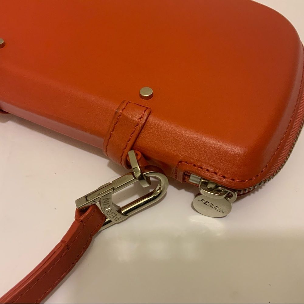 New Perrin mini orange metallic leather clutch/wristlet NWOT - Picture 3 of 8